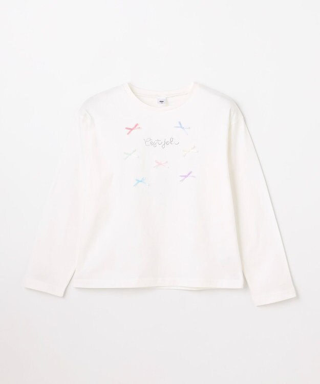 ANY KIDS 【綿100%】リボンアソート 長袖Tシャツ オフホワイト