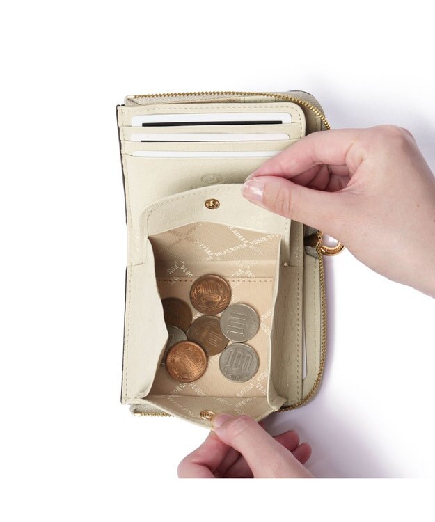 PELLE BORSA L字ファスナーミニ財布 Minato ミナト 3502 アイボリー