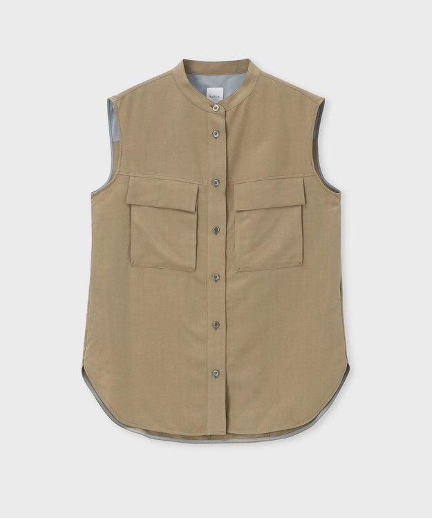 Paul Smith レーヨンドレープ ノースリーブ シャツ オリーブ