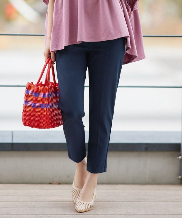 Tiaclasse L 日本製サーラドライ・テーパードパンツ ネイビー