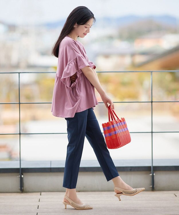 Tiaclasse L 日本製サーラドライ・テーパードパンツ ネイビー