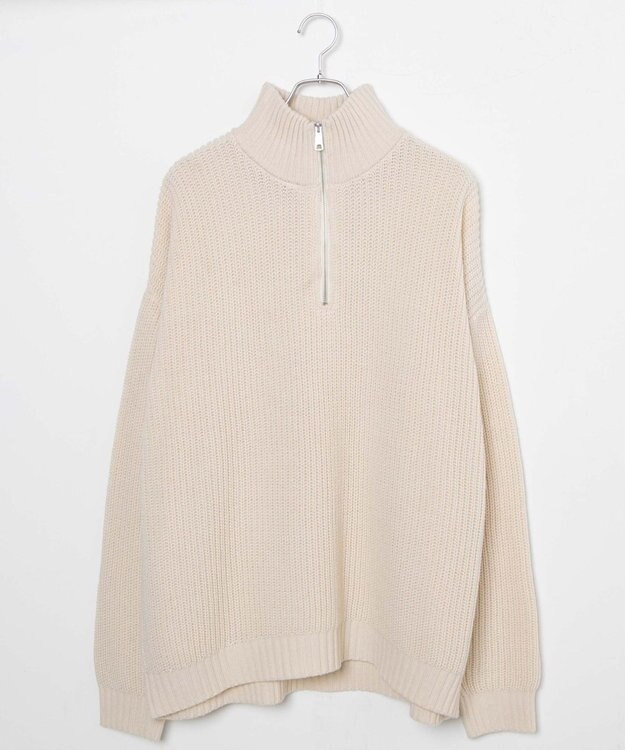 WEGO ルーズフィットハーフZIPプルオーバー ホワイトアイボリー