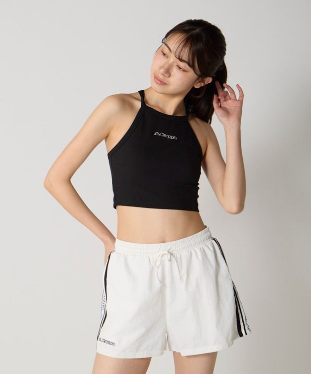 OP／FILA 【Kappa】リブ水着+インナー付きパンツ 2点セット ブラック×ホワイト