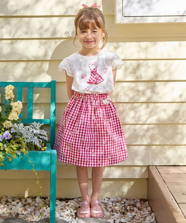 ANY KIDS ドレス アップリケ Tシャツ オフホワイト