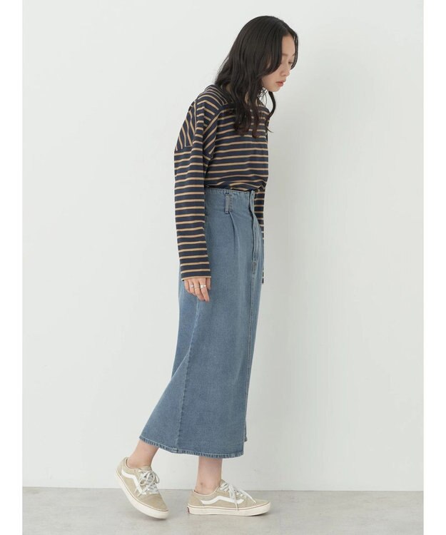 earth music&ecology デニムナロースカート Medium Indigo