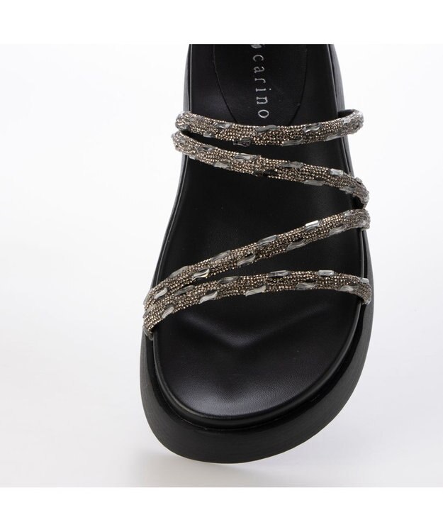 MODE ET JACOMO <carino>厚底ビジューサンダル ブラック