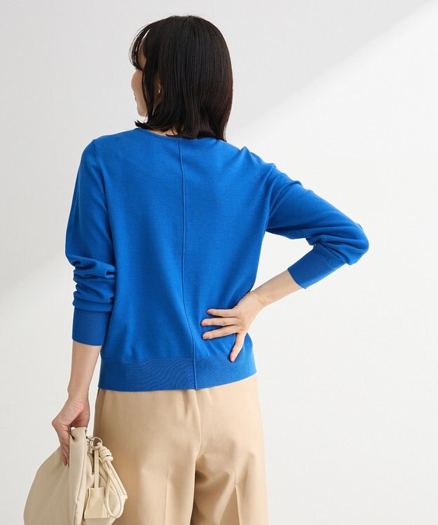 Green Parks パール調ボタン付き２ＷＡＹニットプルオーバー Blue