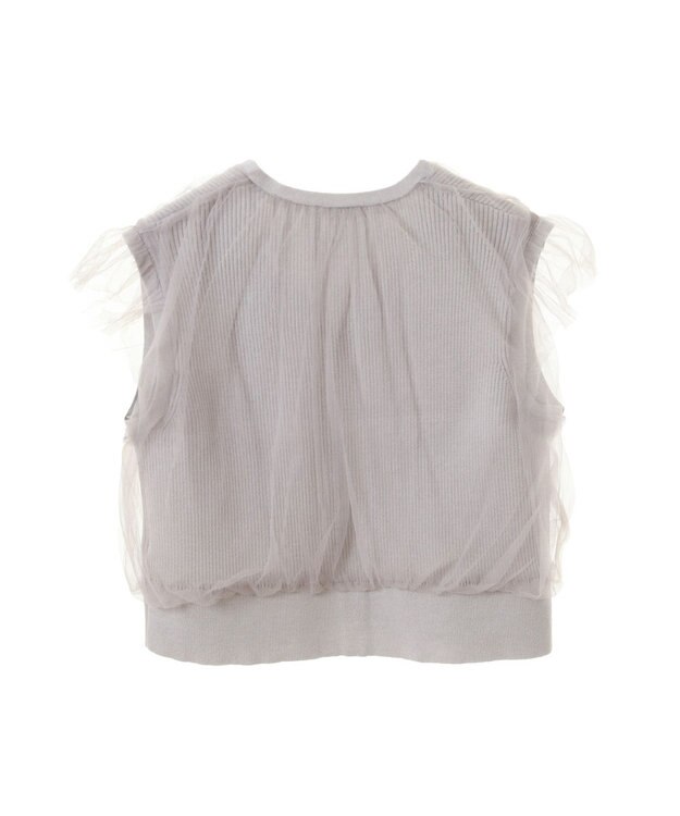 earth music&ecology チュールドッキングノースリカーディガン Light Gray