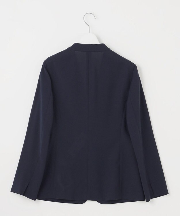 自由区 【セットアップ対応・UVカット・接触冷感・洗える】ライトストレッチノーカラー ジャケット ネイビー