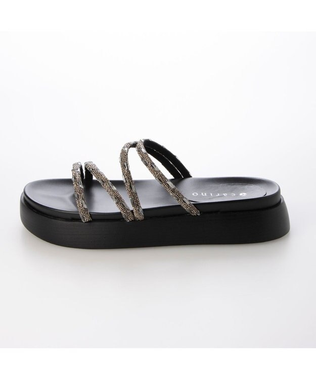 MODE ET JACOMO <carino>厚底ビジューサンダル ブラック