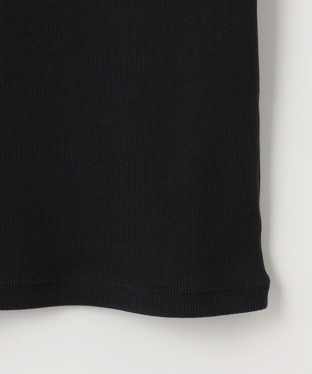 自由区 【洗える】ソフトリブ5分袖 Tシャツ ブラック