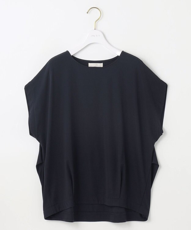 ANY SIS S 【接触冷感・UVカット・洗える】ハイストレッチスムースフレンチスリーブ カットソー ネイビー