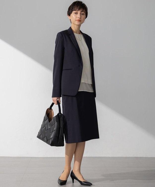 23区 S 【セットアップ対応】ストレッチシャンブレー タイト スカート ネイビー系