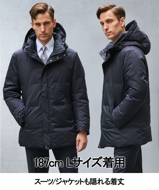 GOTAIRIKU WEB限定【仕事で着られる】ドレスダウンコート_ストレッチツイル_25年新作 ブラック系