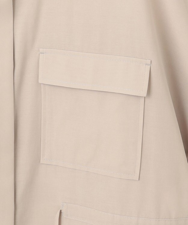 23区 【洗える】ライトシアーマットクロス ミリタリーディティール シャツ ベージュ系