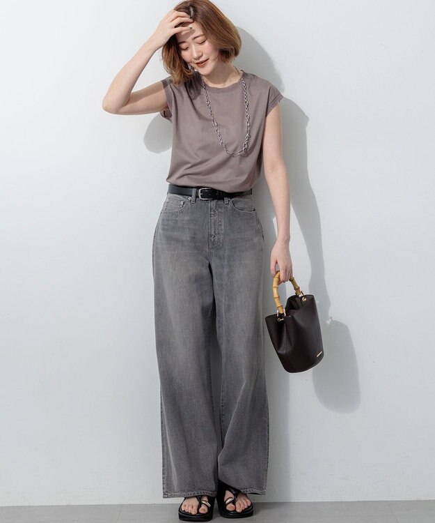 23区 L 【SLOW/一部店舗限定】ワイドシルエット デニム パンツ ライトグレー系