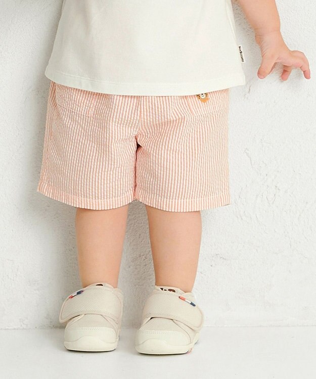 MIKI HOUSE HOT BISCUITS 【80-120cm】サッカー素材 5分丈パンツ オレンジ