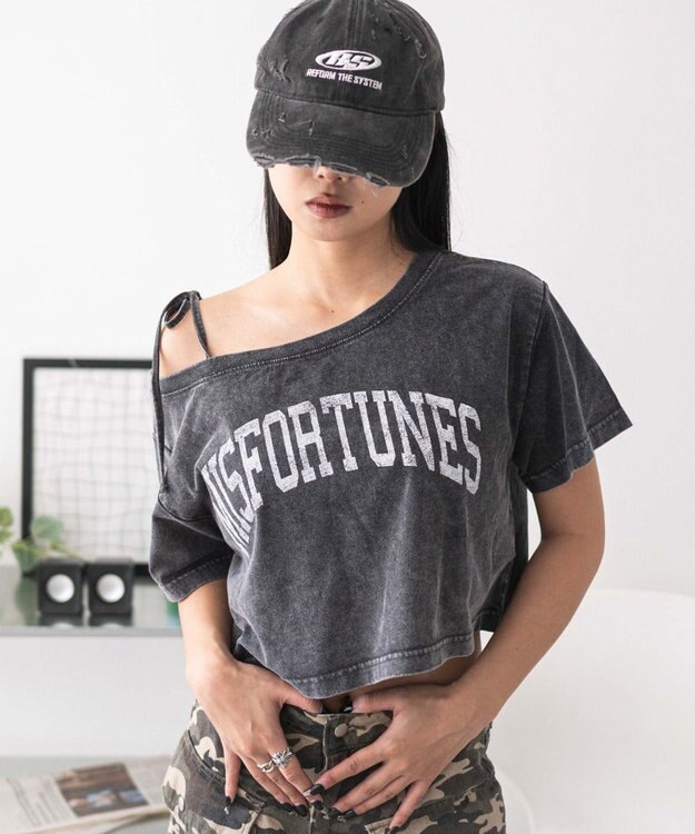 WEGO 2WAYオフショルショートT 柄3