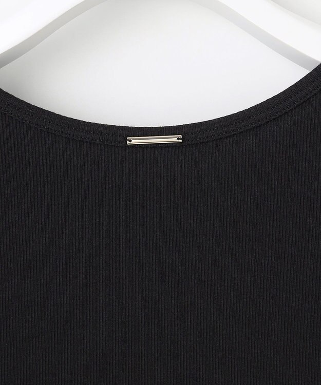 自由区 【洗える】ソフトリブ5分袖 Tシャツ ブラック