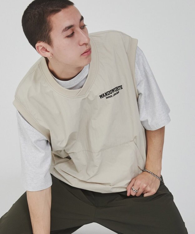 WEGO ナイロンVネックベスト ベージュ