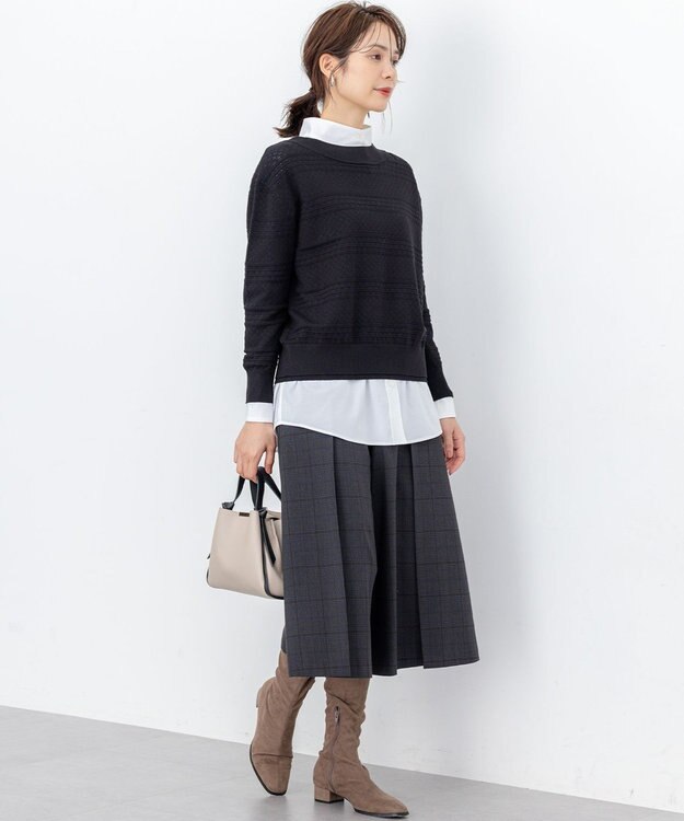 組曲 ハンサムツイルキュロット パンツ チャコールチェック系3