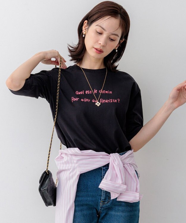 組曲 S 【Flower Collection】プリントTシャツ ブラック系