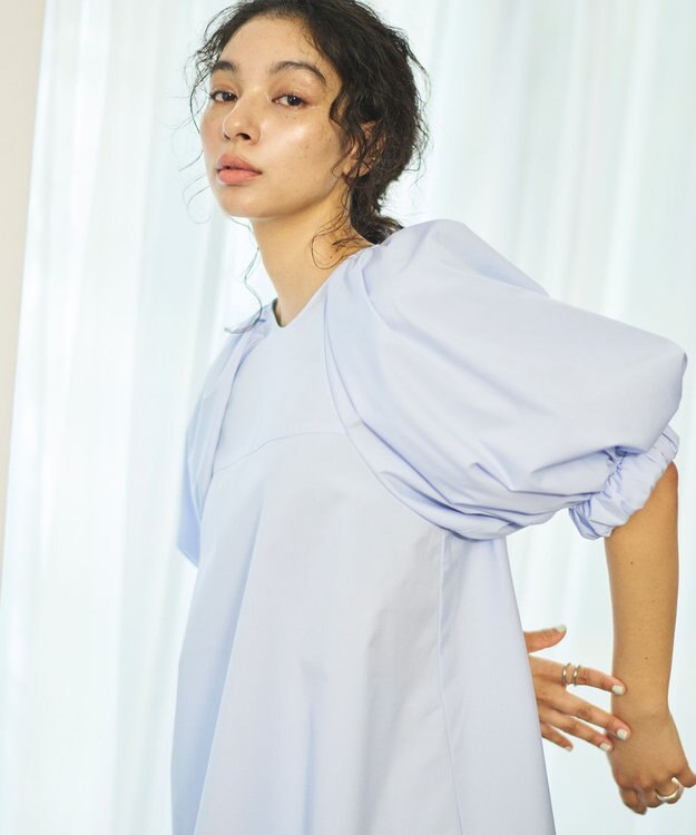#Newans サークルスリーブAラインブラウス ライトブルー