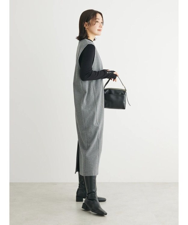 Green Parks 柄圧縮ポンチキーネックジャンスカ Black