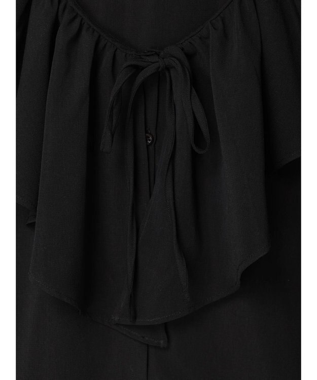 earth music&ecology ラッフルカラーブラウス Black