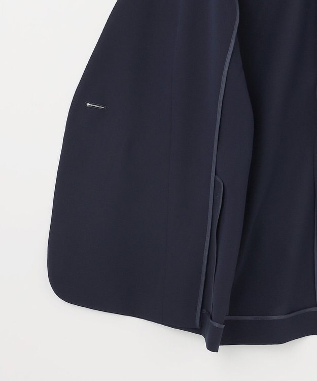 自由区 【セットアップ対応・UVカット・接触冷感・洗える】ライトストレッチノーカラー ジャケット ネイビー