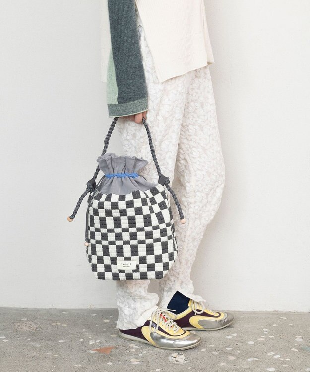 TRICOTE ピクセル巾着ポーチバッグ 95GRAY