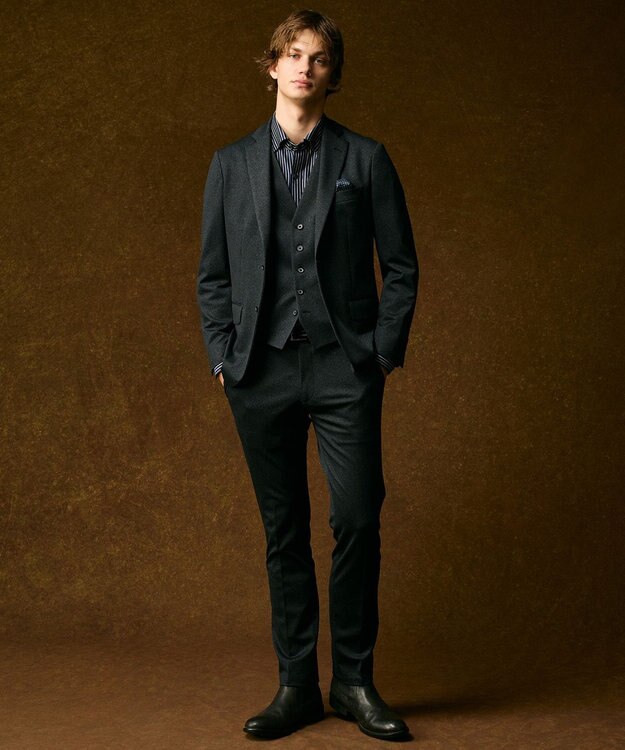 JOSEPH ABBOUD 【ストレッチ/多機能レジャーベスト】エアロムリネコンフォートジャージ ベスト ネイビー系