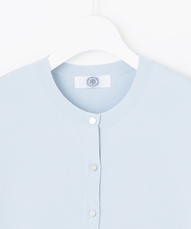 J.PRESS LADIES S 【洗える】RAYON ELITE STRETCH クルーネック カーディガン サックス系