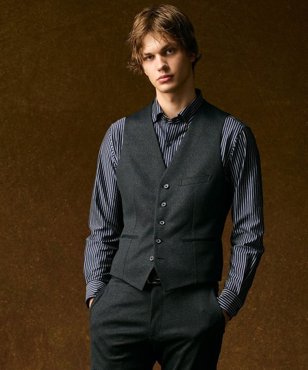 JOSEPH ABBOUD 【ストレッチ/多機能レジャーベスト】エアロムリネコンフォートジャージ ベスト ネイビー系