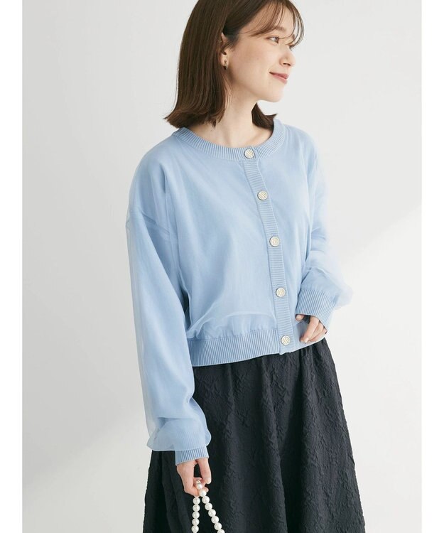 Green Parks ・ＥＬＥＮＣＡＲＥ　ＤＵＥ　２ｗａｙチュールレイヤーカーデ Sax