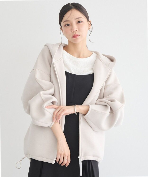 earth music&ecology フーディーダンボールジップブルゾン Ecru