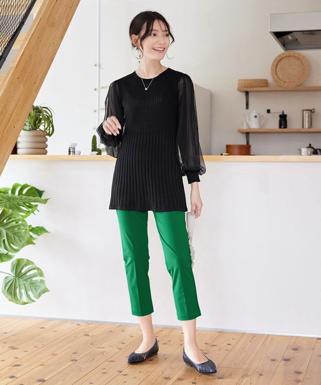 Tiaclasse L 日本製サーラドライ・テーパードパンツ グリーン