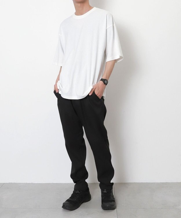 WEGO 【接触冷感/吸水速乾/ストレッチ/ウエスト紐/らくらくのびる/MLサイズ展開】カルゼレギンスアンクルパンツ ブラック