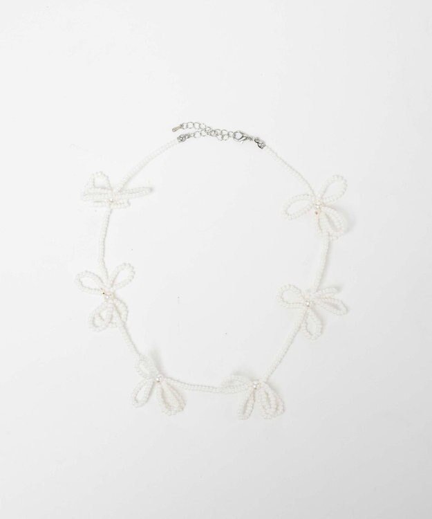 WEGO Lフラワービーズネックレス オフホワイト