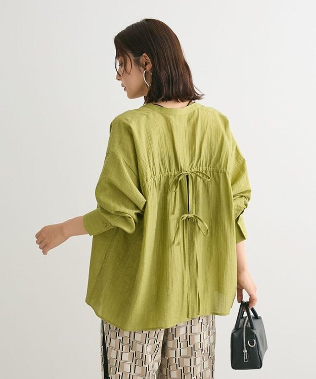 Green Parks バックシャンバンドカラーシャツ Green