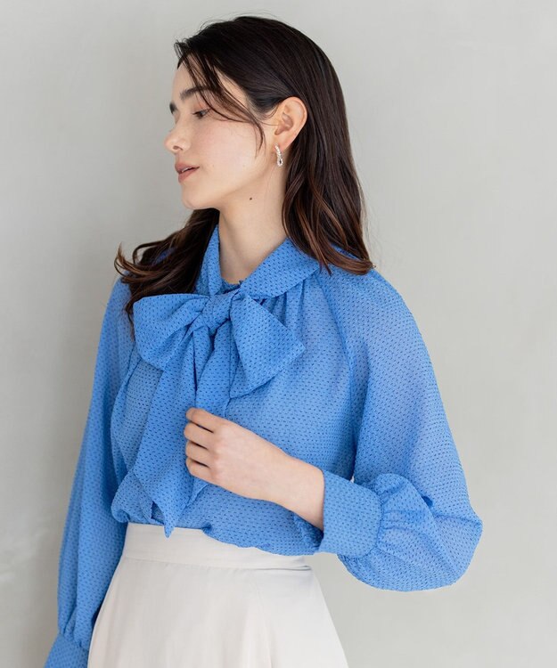 組曲 S 【前後着用可】サッカードビードットプリント ブラウス ブルー系5