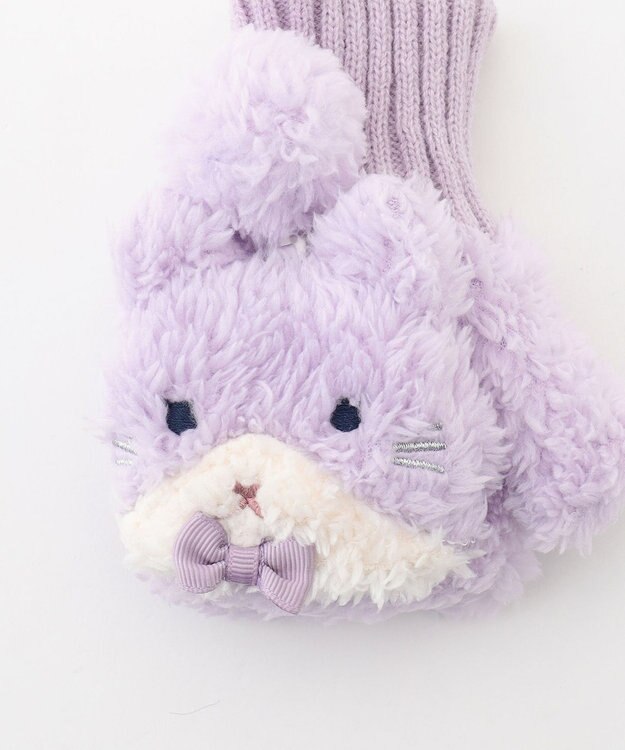 ANY KIDS アニマル2WAY手袋 ラベンダー（ネコ）