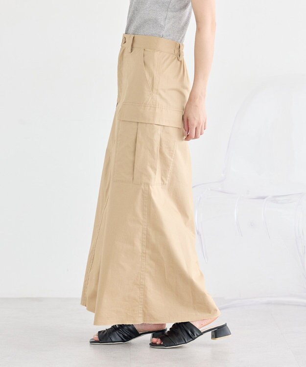 earth music&ecology ミリタリーリメイク風スカート Beige
