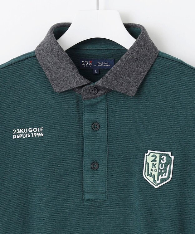 23区GOLF 【MEN】【吸湿発熱】グランサーモカノコ ポロシャツ ダークグリーン系