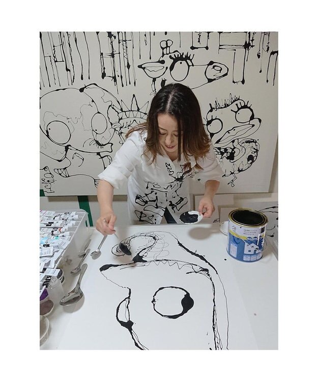 UNBILLION ペルケ perche × 髙嶋シオンコラボ ・ジャバラカードアートウォレット アイボリー