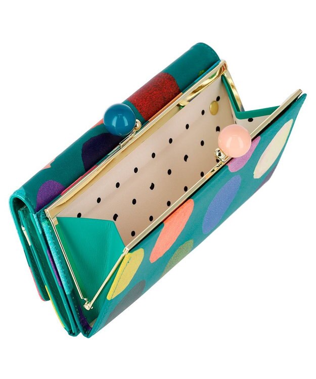 tsumori chisato CARRY カラフルズームドット がま口 長財布 グリーン