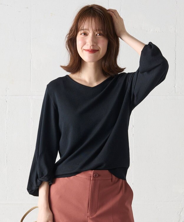 ANY 【洗濯機可】ボリュームスリーブニット ブラック