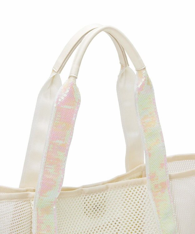 TOPKAPI 【TREASURE TOPKAPI】スパンコール ハンドル メッシュ トート バッグ オフ