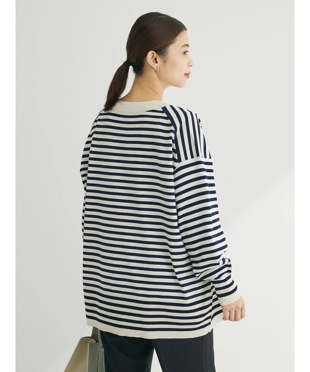 Green Parks 洗える　アソートミドル丈カーディガン Border