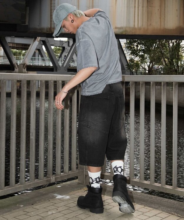 WEGO スウィッチングデニムカーゴショーツ デニムブラックソノタ